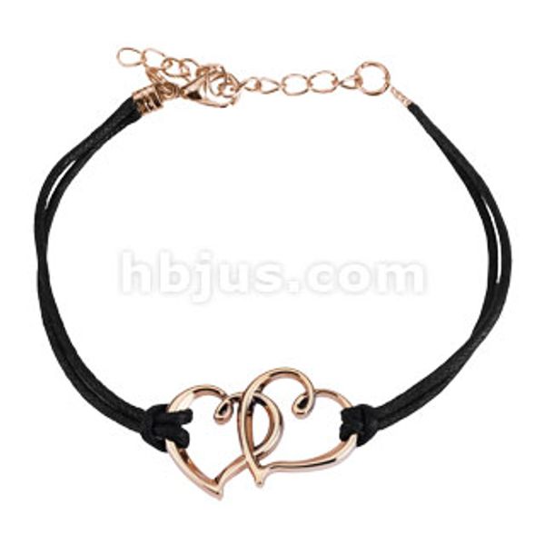 Hovedbilde Two Hearts Cast Iron Leatherette Armbånd - Sort